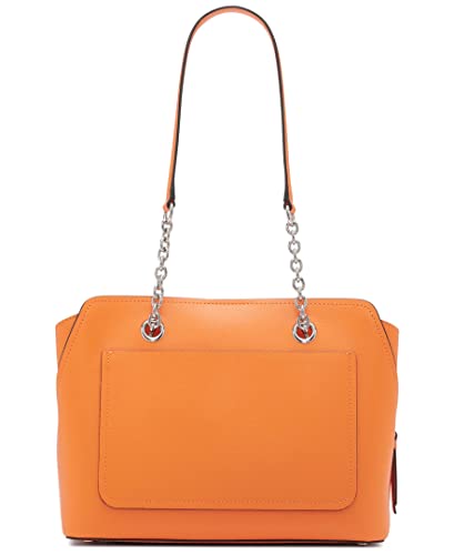 Calvin Klein Hailey Micro Pebble Triple Compartment Chain Satchel, Seville Orange