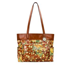 Patricia Nash Alviano Leather Shopper Tote - Vintage Botanical Garden