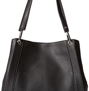 Calvin Klein Reyna Novelty Triple Compartment Shoulder Bag, Black/Silver Combo,One Size