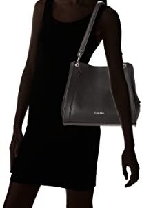 Calvin Klein Reyna Novelty Triple Compartment Shoulder Bag, Black/Silver Combo,One Size