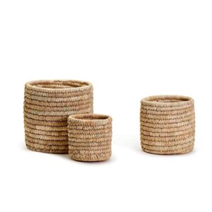 Two's Company Set of 3 Hand-Woven Date Leaf Baskets/Cachepots Includes 3 Sizes