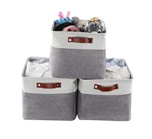 storage baskets for shelves, closet storage bins for organization, fabric bins cube w/handles for organizing shelf nursery home closet, large – 3 pack