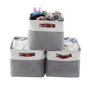 Storage Baskets for Shelves, Closet Storage Bins for Organization, Fabric Bins Cube W/Handles for Organizing Shelf Nursery Home Closet, Large - 3 Pack