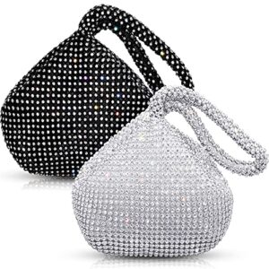 sweetude 2 pieces rhinestones triangle bag bling glitter evening bag crystal evening clutch purse triangle bling wedding purse full rhinestones shiny dinner bag bucket bags with wristlet