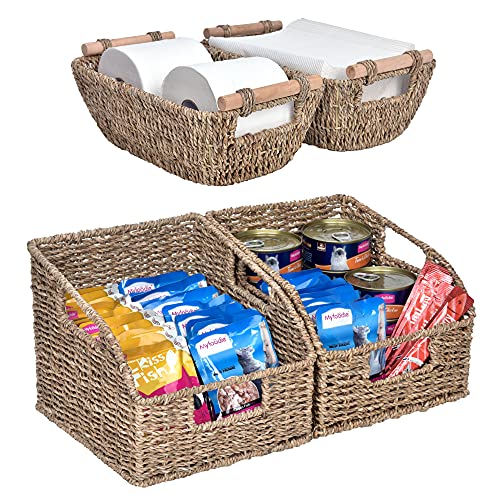 StorageWorks Hand-Woven Seagrass Wicker Baskets Set