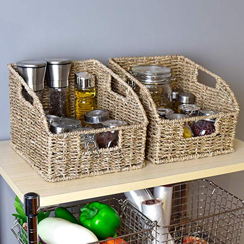 StorageWorks Hand-Woven Seagrass Wicker Baskets Set