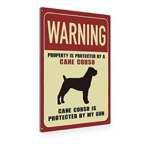 warning sign warning cane corso metal tin sign wall decor dog sign for home door outdoor decor gifts – 8×12 inch