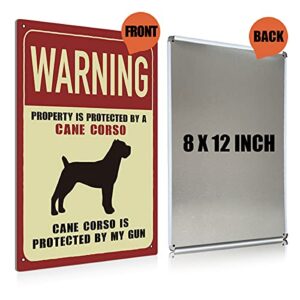 Warning Sign Warning Cane Corso Metal Tin Sign Wall Decor Dog Sign for Home Door Outdoor Decor Gifts - 8x12 Inch