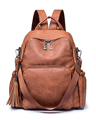 Roulens Women's Fashion Backpack Purse PU Leather Anti-theft Large Travel Shoulder Bag Ladies Shoulder Fashion Bags