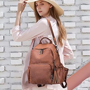 Roulens Women's Fashion Backpack Purse PU Leather Anti-theft Large Travel Shoulder Bag Ladies Shoulder Fashion Bags