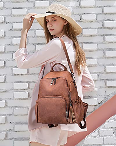 Roulens Women's Fashion Backpack Purse PU Leather Anti-theft Large Travel Shoulder Bag Ladies Shoulder Fashion Bags