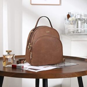 CLUCI Small Backpack Purse for Women Leather Women's Backpack Handbags Fashion Bookbag Mini Convertible Lady Travel Backpack Brown