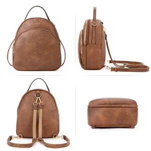CLUCI Small Backpack Purse for Women Leather Women's Backpack Handbags Fashion Bookbag Mini Convertible Lady Travel Backpack Brown