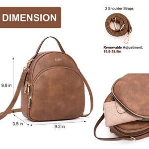 CLUCI Small Backpack Purse for Women Leather Women's Backpack Handbags Fashion Bookbag Mini Convertible Lady Travel Backpack Brown