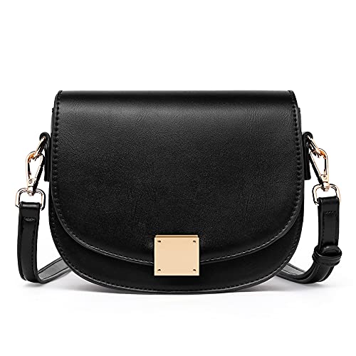 CLUCI Small Crossbody Bags for Women Vegan Leather Shoulder Saddle Purses Ladies Lightweight Travel Handbags Mother's Day Gift Black