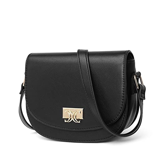 CLUCI Small Crossbody Bags for Women Vegan Leather Shoulder Saddle Purses Ladies Lightweight Travel Handbags Mother's Day Gift Black