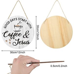 Coffee Bar Sign Coffee Decor Coffee Wooden Sign Hanging Coffee Decor Coffee Sign Plaque for Farmhouse coffee bar Kitchen Accessories Coffee Lover (White Good Days Start with Coffee & Jesus)