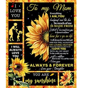 Mom Blanket Gifts for Mom from Daughter Sunflower Blanket to Mom Flannel Blankets Gift from Daughter Birthdays Christmas Mother's Day Soft Throw Blankets for Mom Couch Bed Blanket Gift 50x60in