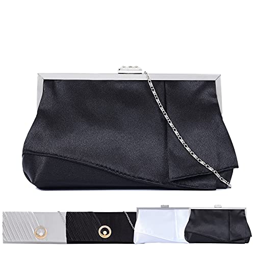 trhillsbrad Clutch Purses for Women Evening Bag Envelope Clutch Shoulder Handbag For Wedding (02Black)