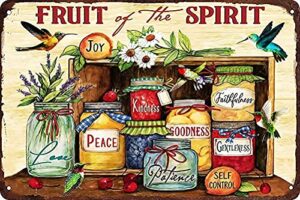 eeypy vintage tin sign fruit of the spirit peace kindness retro metal signs,for garage family bar cafe room bathroom art wall decor poster 8×12 inch