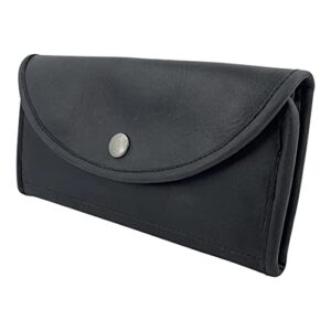 Hide & Drink, Snap Clutch Wallet Handmade from Full Grain Leather - Stylish Organizer with Button Closure and Zipper Coin Pocket - Convenient Storage for Personal Items, Valuables (Charcoal Black)