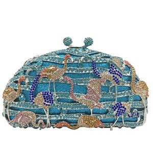 elegant flamingo clutch women crystal evening purses and handbags luxury wedding party bridal rhinestone bag (mini,blue)