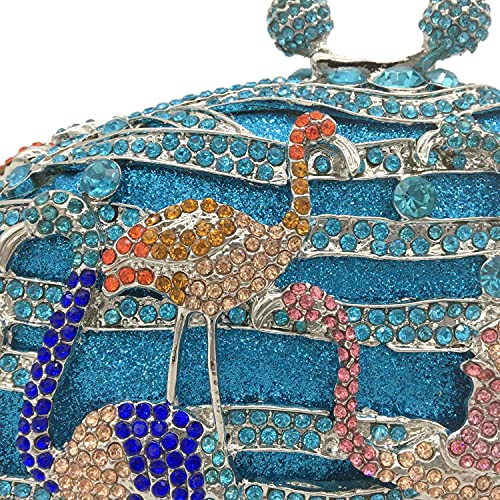 Elegant Flamingo Clutch Women Crystal Evening Purses and Handbags Luxury Wedding Party Bridal Rhinestone Bag (Mini,Blue)