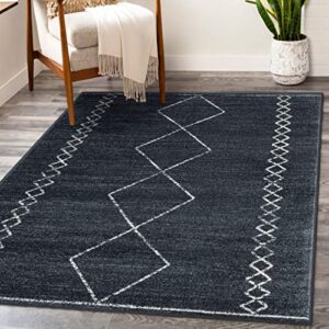 LUXE WEAVERS Daphnes Anthracite 5x7 Boho Moroccan Geometric Area Rug