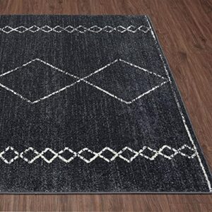 LUXE WEAVERS Daphnes Anthracite 5x7 Boho Moroccan Geometric Area Rug