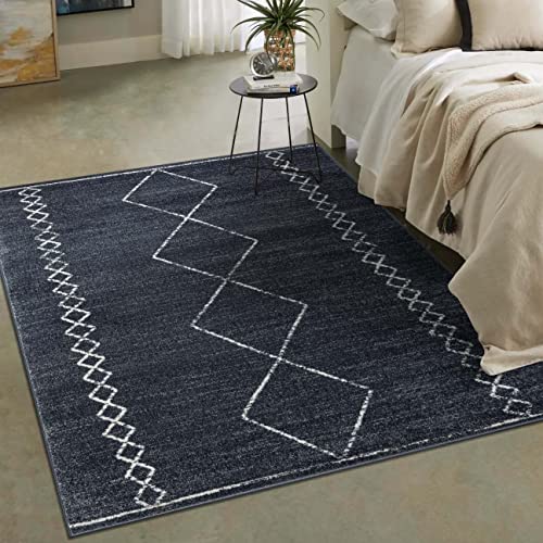 LUXE WEAVERS Daphnes Anthracite 5x7 Boho Moroccan Geometric Area Rug