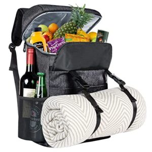 picnic basket, picnic backpack, with cooler compartment, insulated, leak proof, waterproof, picnic bag,picnic baskets for 2 to 4, large capacity 7.1 gallons