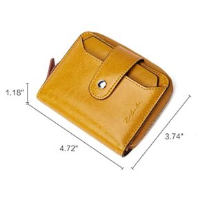 BOSTANTEN Women Leather Handbag Designer Top Handle Satchel Shoulder Bag Crossbody Purse Yellow Leather Wallets for Women RFID Blocking Zipper Pocket Small Bifold Wallet Card Case