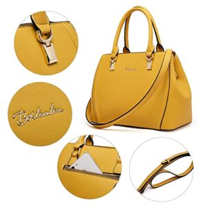 BOSTANTEN Women Leather Handbag Designer Top Handle Satchel Shoulder Bag Crossbody Purse Yellow Leather Wallets for Women RFID Blocking Zipper Pocket Small Bifold Wallet Card Case