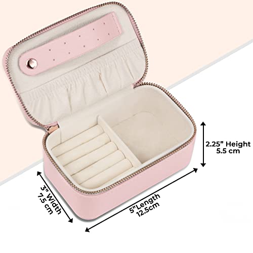 COSMIYA Vegan Leather Small Jewelry Travel Case - Jewelry Travel Organizer | Mini Jewelry Box | Honeymoon Travel Essentials | Accessory Organizer | Earring Necklace Watch Ring Holder | Travel Gift