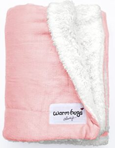 warm hugs always compassion blanket – cozy pink sherpa fleece throw blanket for couch and bed. super comfort thick and fuzzy. soft and warm. like a nap in the sun! (65×50)