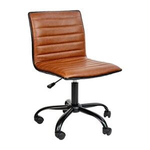 flash furniture office task chair – brown vinyl – black frame – armless – ribbed back and seat – low back design