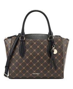 nine west womens paisley jet set satchel tote, brown/black, one size us