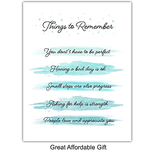 Light Blue Inspiring Positive Affirmations Quotes Wall Decor - Inspirational Art Posters 8x10 - Encouraging Self Improvement Motivational Sayings - Uplifting Encouragement Gifts for Empowered Women