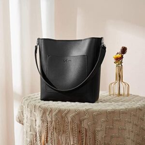 BROMEN Hobo Bags for Women Designer Shoulder Bucket Black and Women Wallets Black Bundle