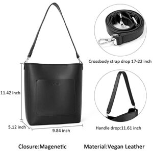 BROMEN Hobo Bags for Women Designer Shoulder Bucket Black and Women Wallets Black Bundle