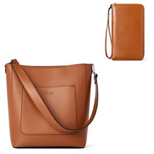 bromen hobo bags for women designer shoulder bucket brown and women wallets brown bundle