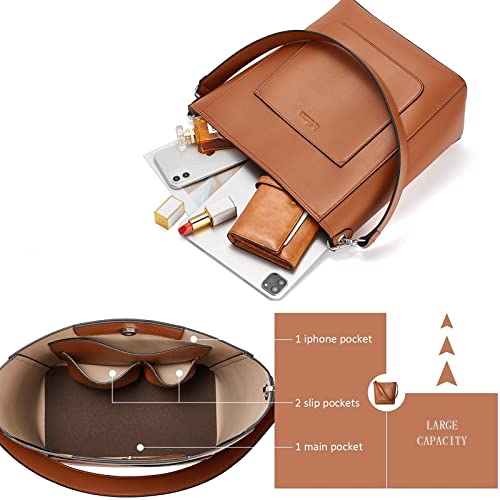 BROMEN Hobo Bags for Women Designer Shoulder Bucket Brown and Women Wallets Brown Bundle