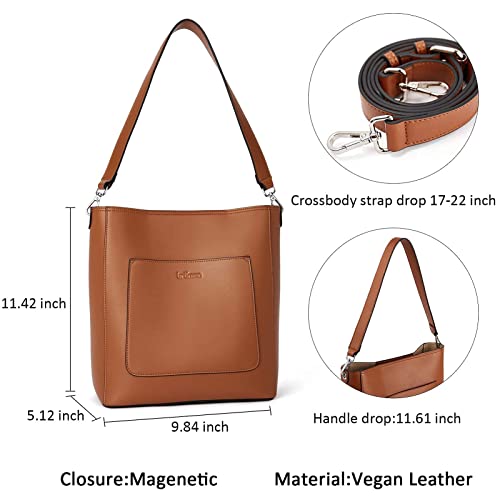 BROMEN Hobo Bags for Women Designer Shoulder Bucket Brown and Women Wallets Brown Bundle