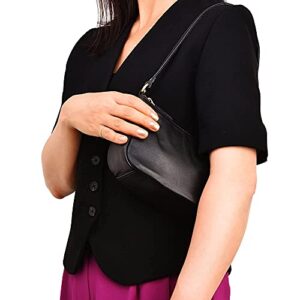 TERACOTA Greta Small Black Purse Vintage Shoulder Bag Genuine Leather Tote Clutch Handbags for Women