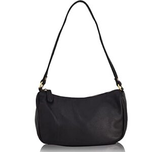 TERACOTA Greta Small Black Purse Vintage Shoulder Bag Genuine Leather Tote Clutch Handbags for Women