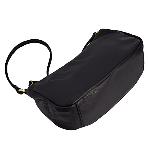 TERACOTA Greta Small Black Purse Vintage Shoulder Bag Genuine Leather Tote Clutch Handbags for Women