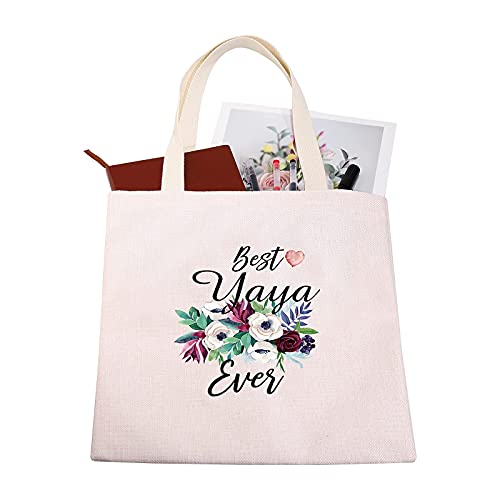 TSOTMO YAYA Gift Best Yaya Ever Canvas Tote Bag Gift Grandmother Gift Grandmother Birthday Gift Gift for Grandma (Yaya canvas)