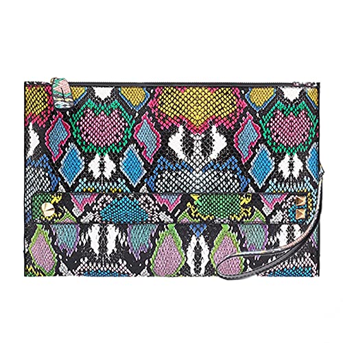 Snakeskin Leather Envelope Clutch Purse Women Girls Oversized Messenger Handbag Tote Wristlet Bag