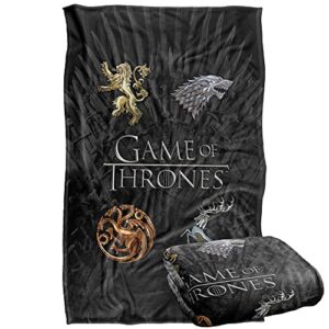 game of thrones blanket, 36″x58″, chrome house sigils, silky touch super soft throw blanket