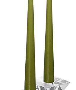 Hyoola Tall Taper Candles - 10 Inch Olive Green Unscented Dripless Taper Candles - 8 Hour Burn Time - 12 Pack